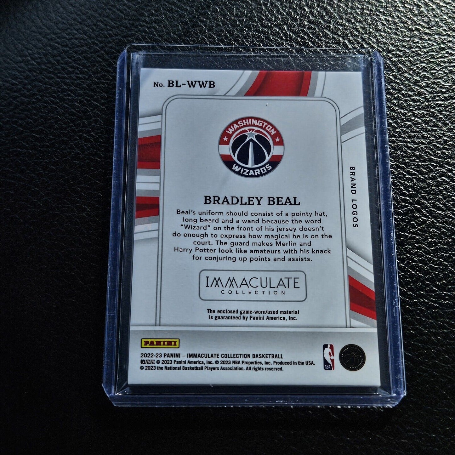 2022-23 Panini Immaculate Bradley Beal Swoosh Logo Card – #3/5