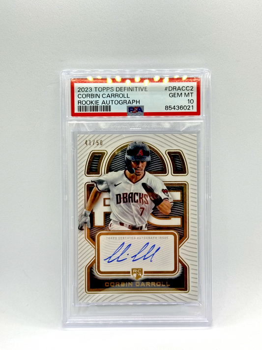 2023 Definitive Corbin Carroll Rookie Auto – #/50, PSA 10