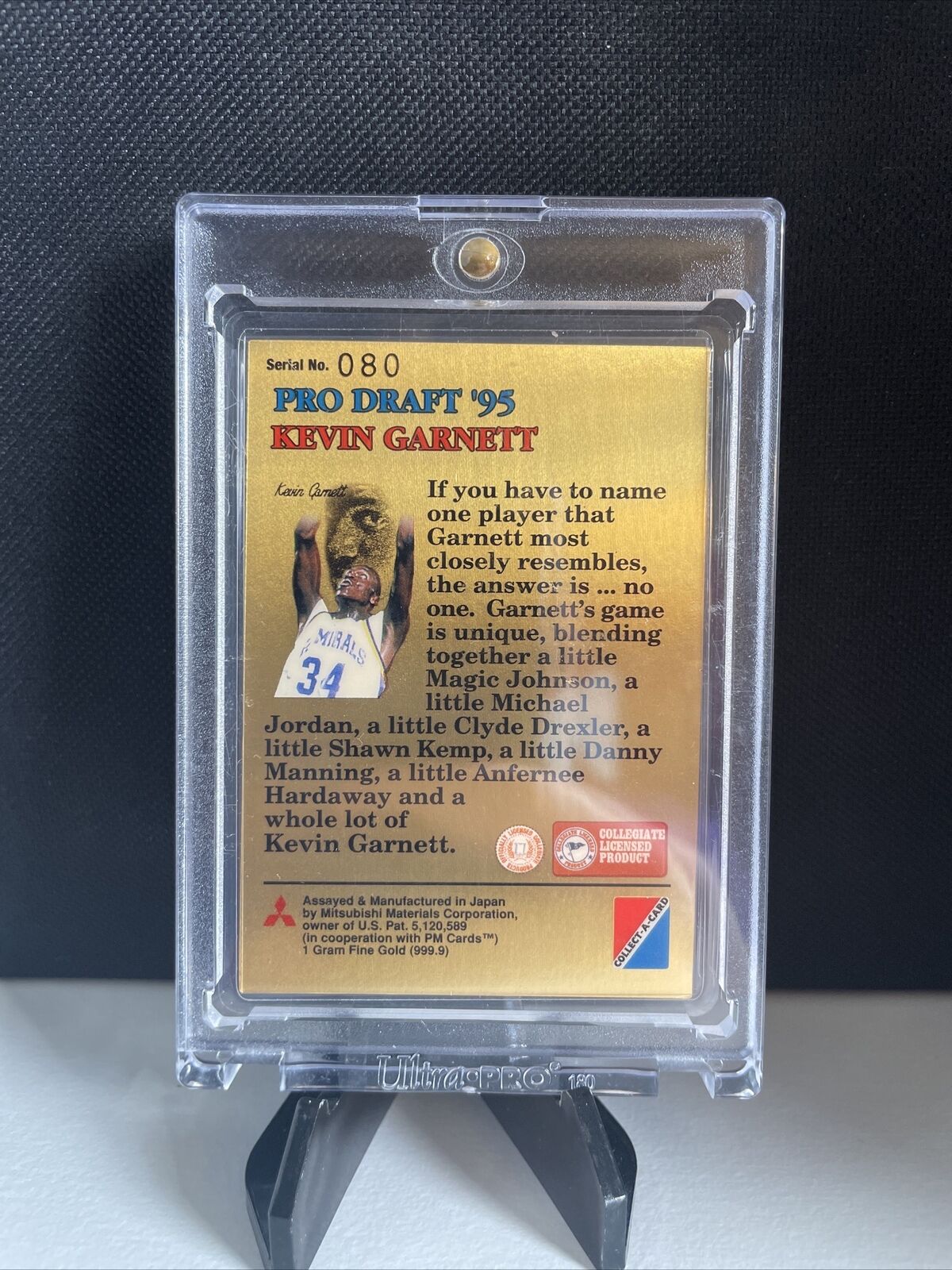 1995 Collect-A-Card Kevin Garnett – 24K Gold #1 /400, Rare