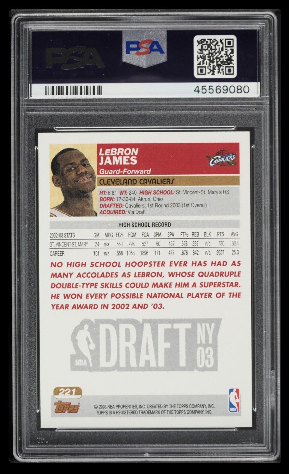 2003 Topps LeBron James RC – PSA 10, Chaser